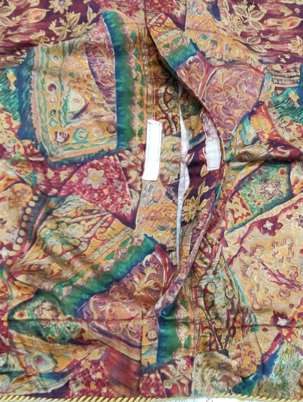 5TH AVE Designs Fabric Hand Made? King Shams Gold Braid Trim Rich Tapestry Color